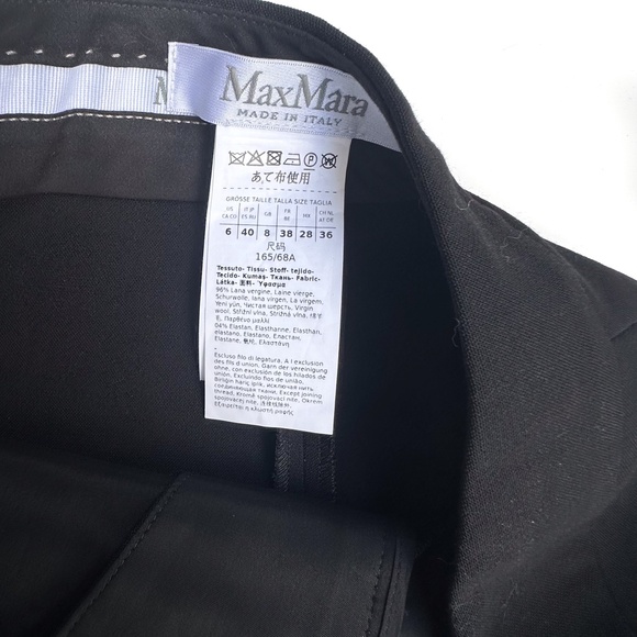 MaxMara‎ Virgin Wool Trouser Black Classic Straight Leg - Size 6 - Picture 6 of 7